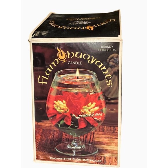 Flamboyant Brandy Poinsettia Floating Candle W/ Enchanting Flame Holiday Decor - Picture 1 of 11